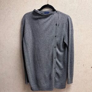 CASHMERE COLLECTION S Women Gray Cashmere Merino Wool Soft Asymmetrical Sweater